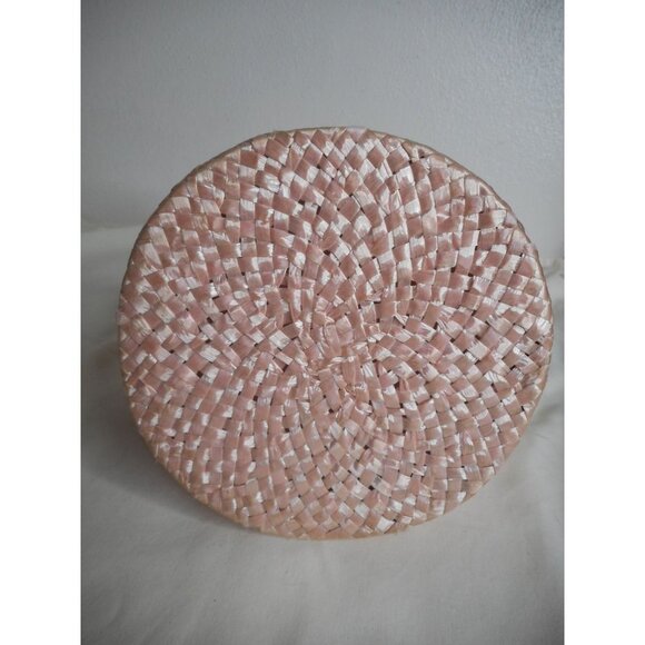 Vintage light pink Bamboo Handled Woven Lined Handbag Purse Estate Find - Picture 9 of 13